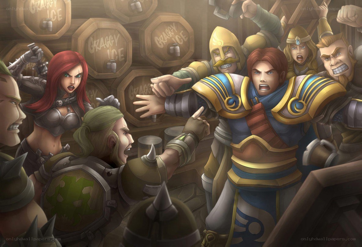 Fantasy characters in tavern brawl