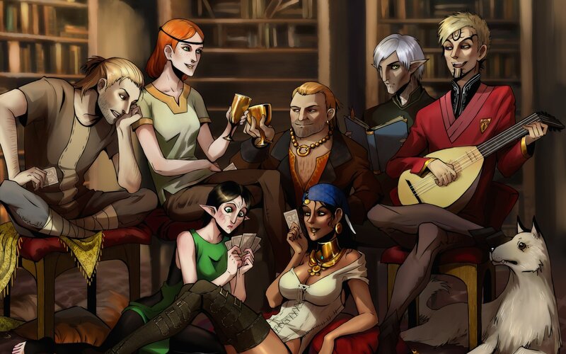 Fantasy Characters in Tavern — Brown, Relaxed