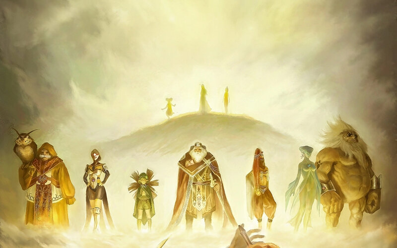 fantasy characters on a hill