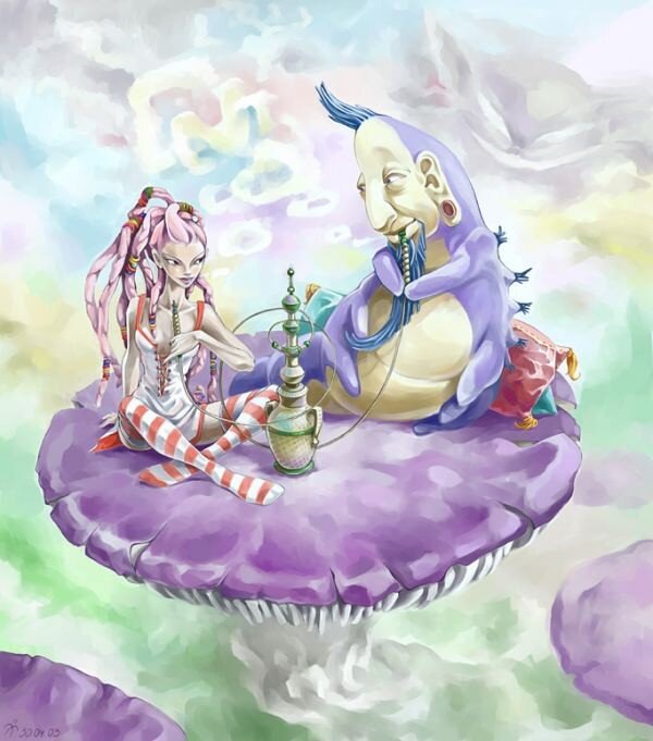 Fantasy characters on a mushroom