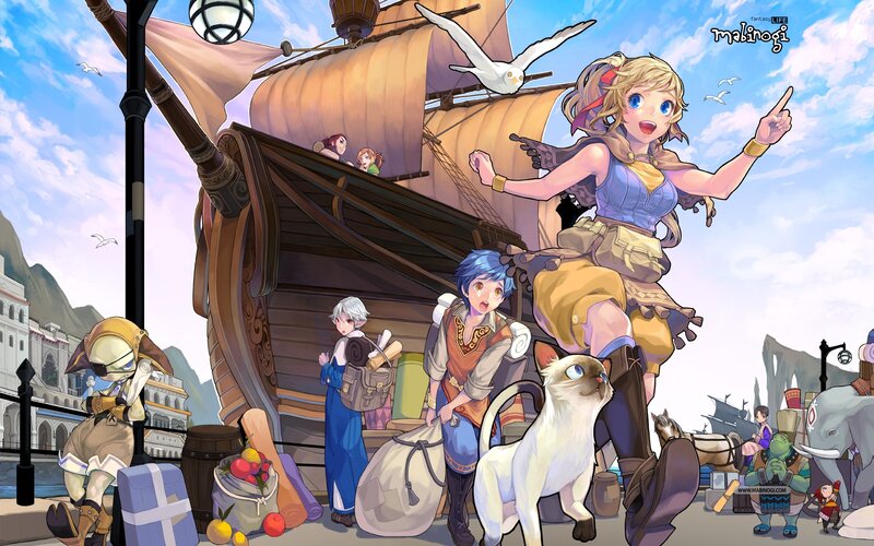 Fantasy characters on a ship