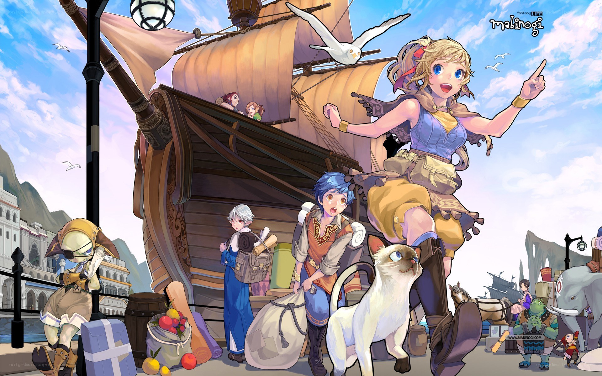 Fantasy characters on a ship