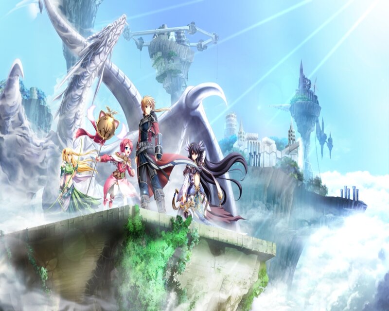 Fantasy Characters on Cliff — Blue