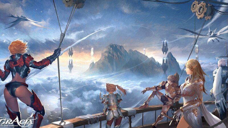 Fantasy Characters on Ship — Blue