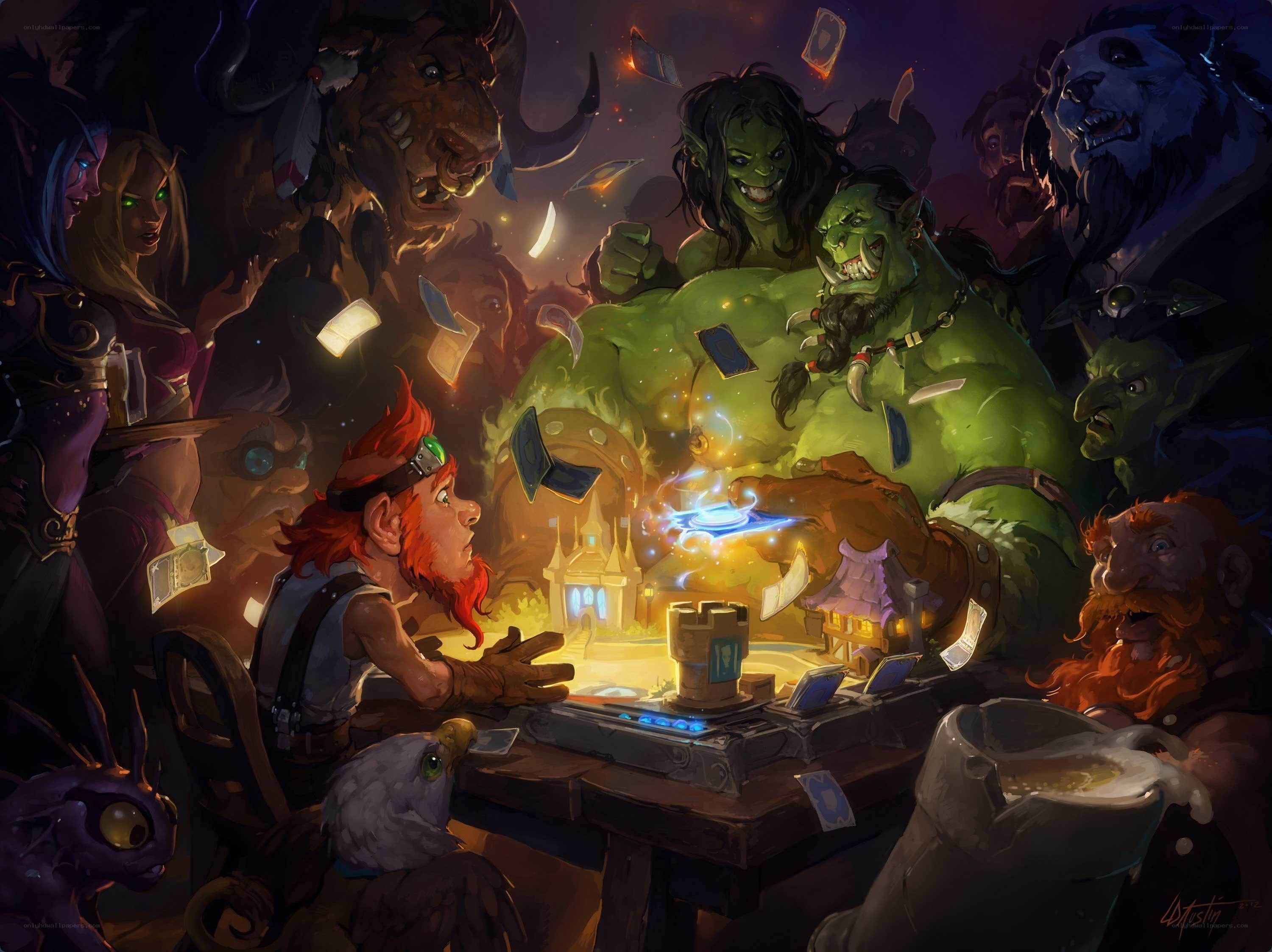 Fantasy characters playing a card game