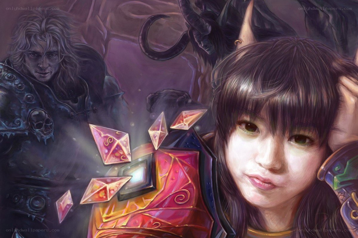 Fantasy characters with crystals
