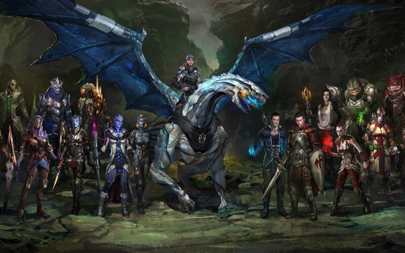 fantasy characters with dragon