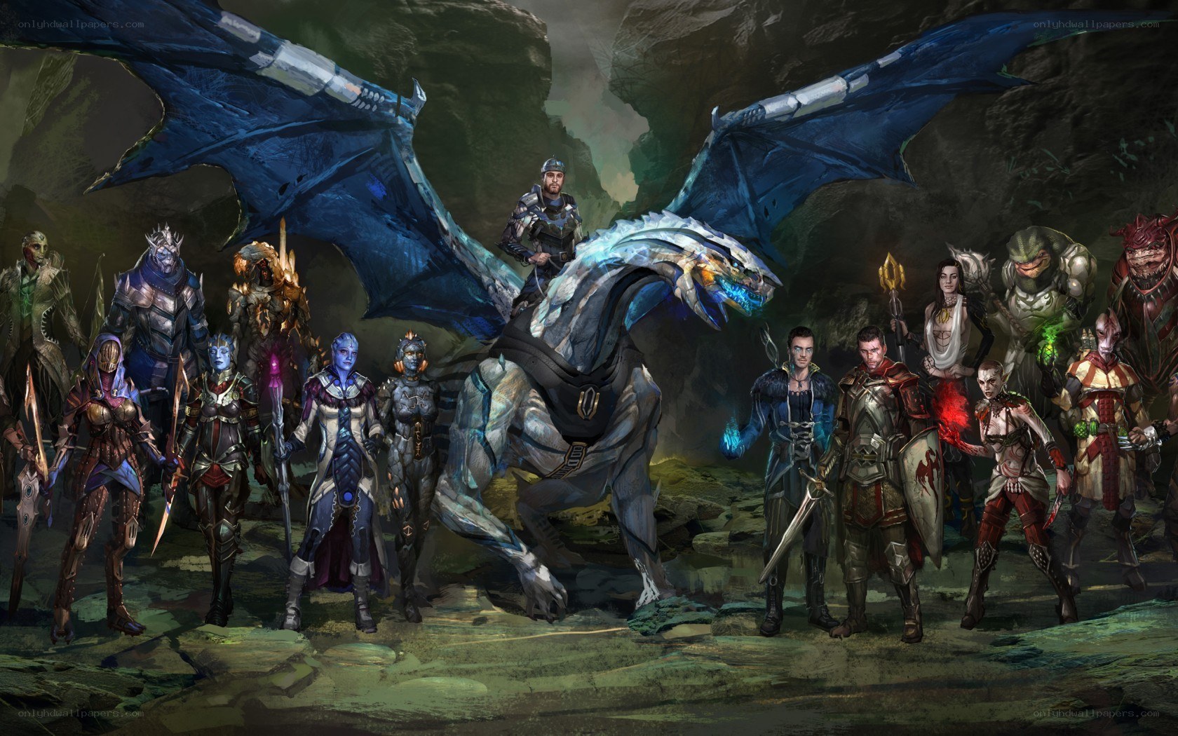 fantasy characters with dragon