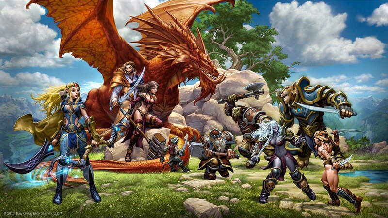 Fantasy Characters with Dragon — Green, Dramatic