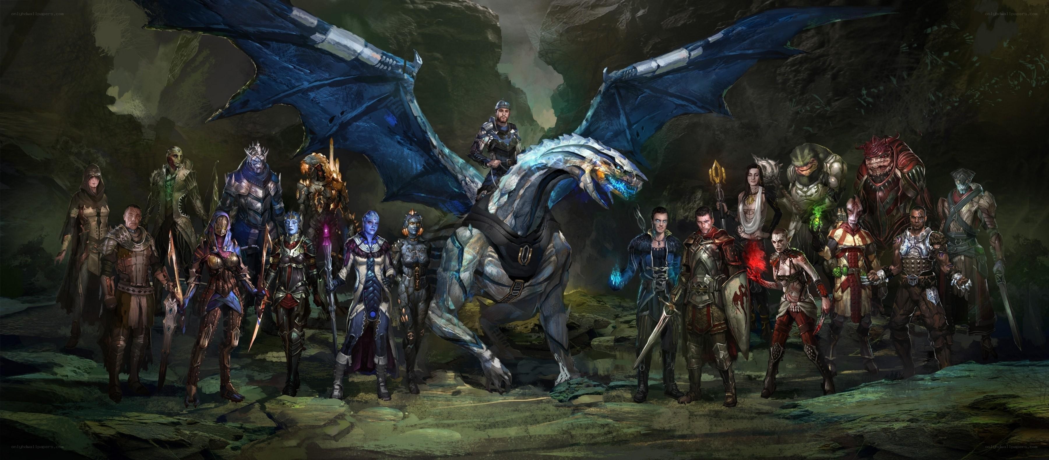fantasy characters with dragon