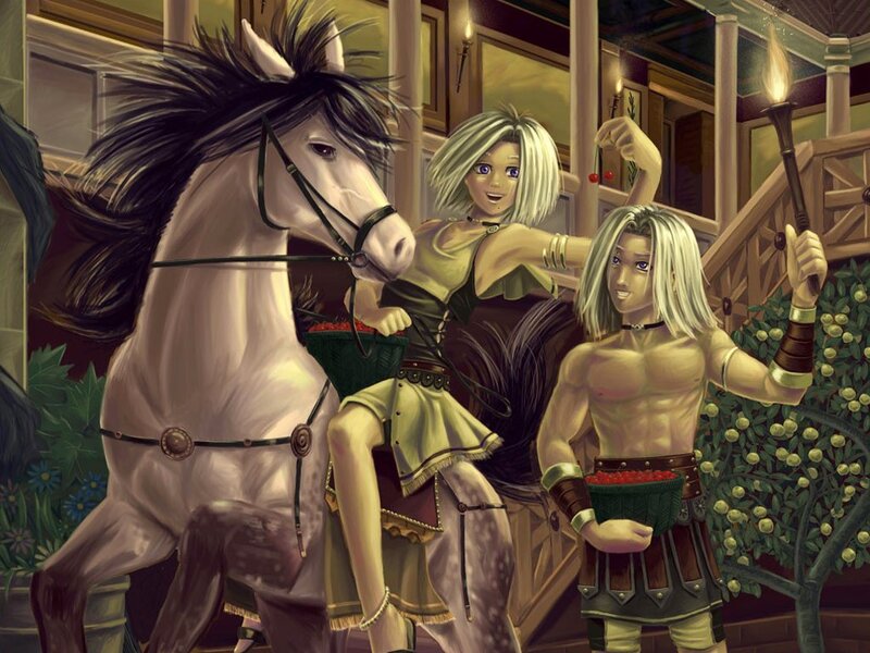 Fantasy characters with horse