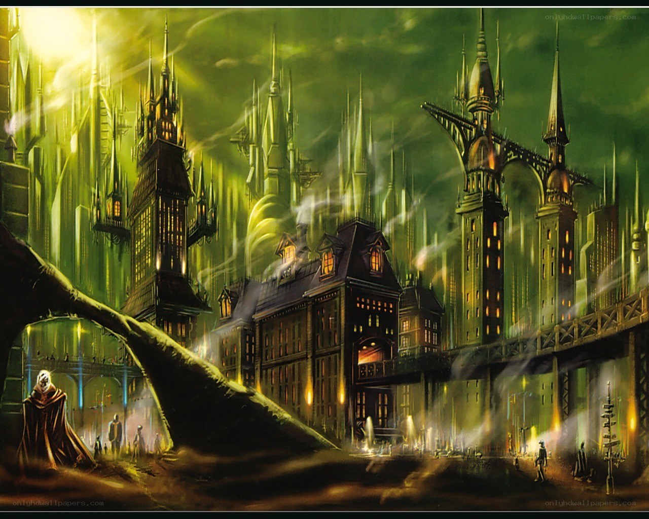 Fantasy city at night