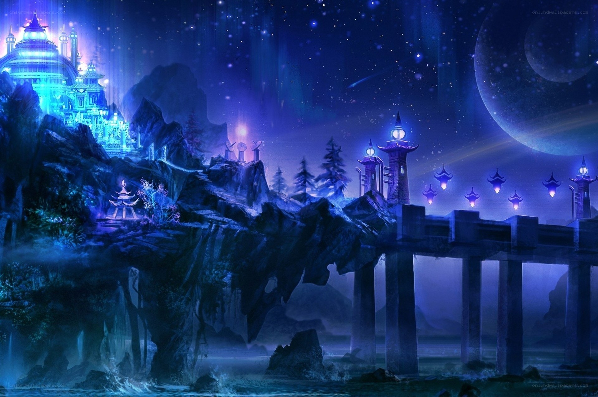 fantasy city at night