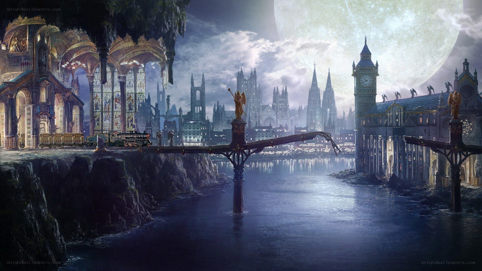 fantasy city at night
