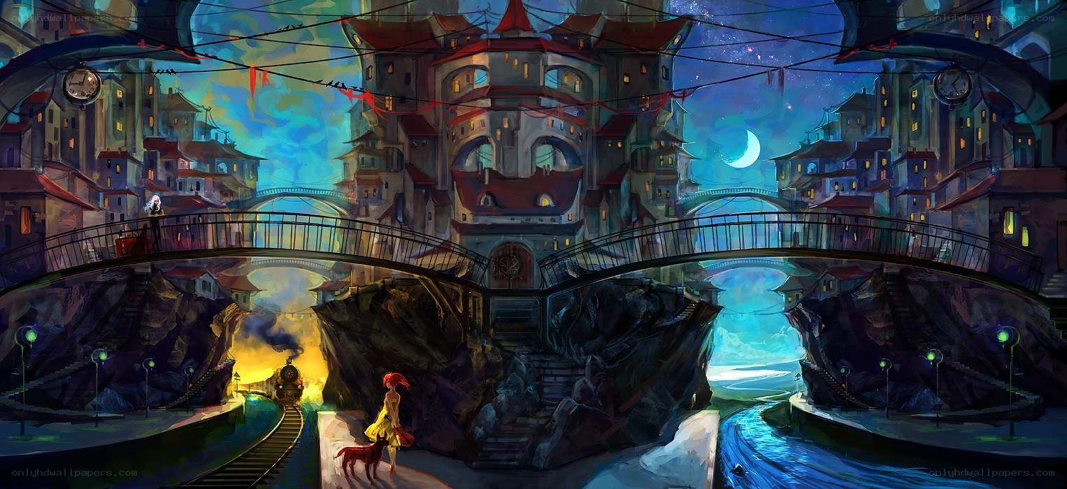 Fantasy city at night