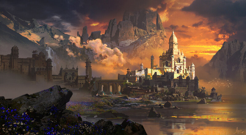Fantasy City by Lake