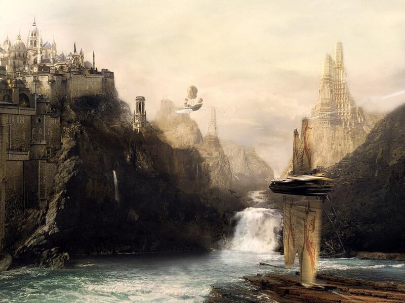 fantasy city by the river