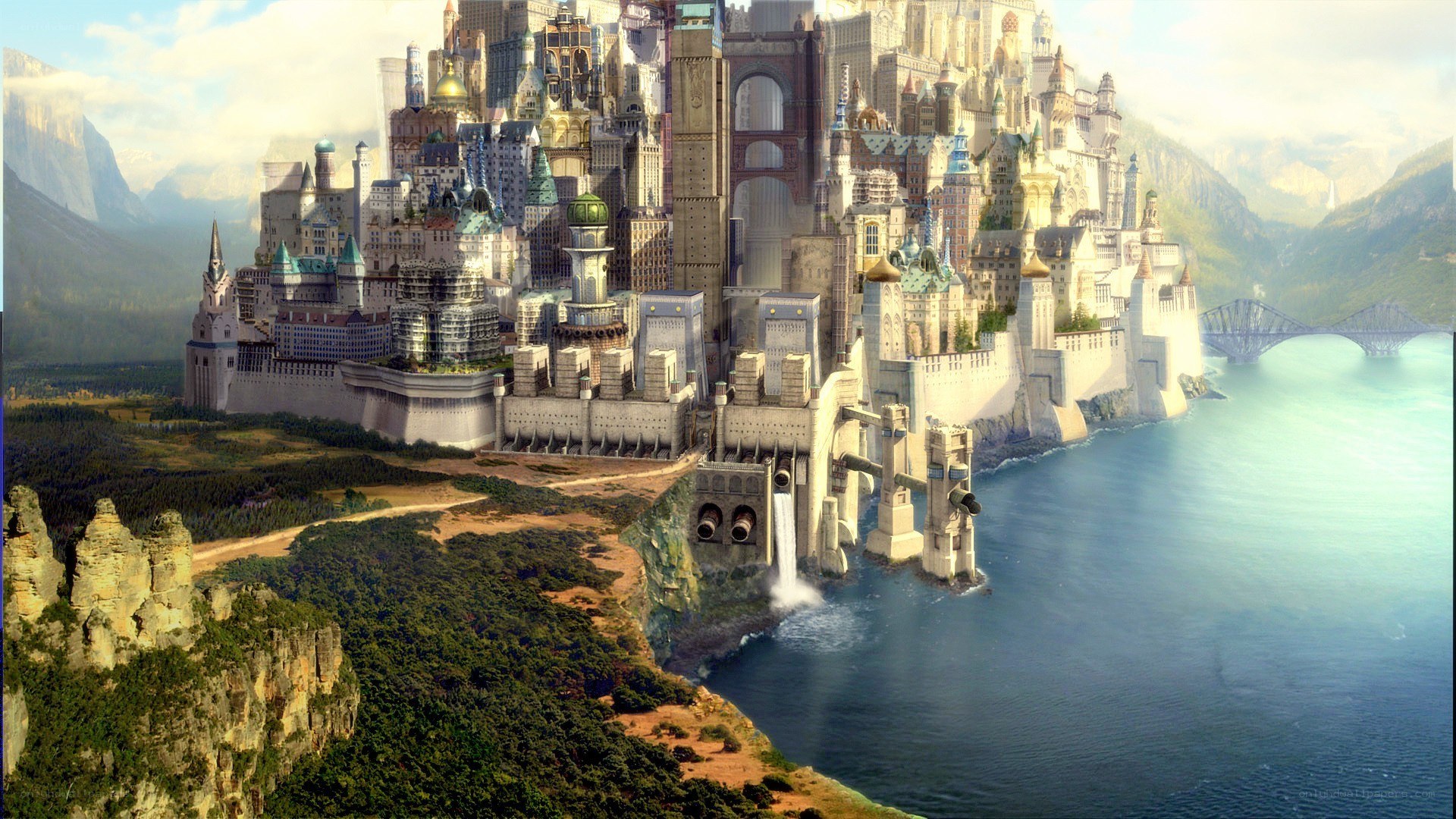 fantasy city by the sea