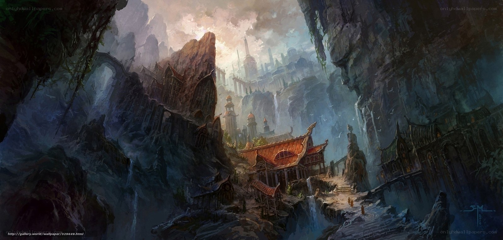 Fantasy city in a canyon