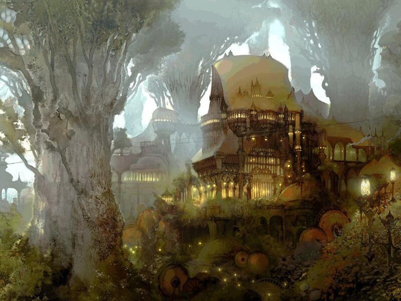 Fantasy City in Forest — Green