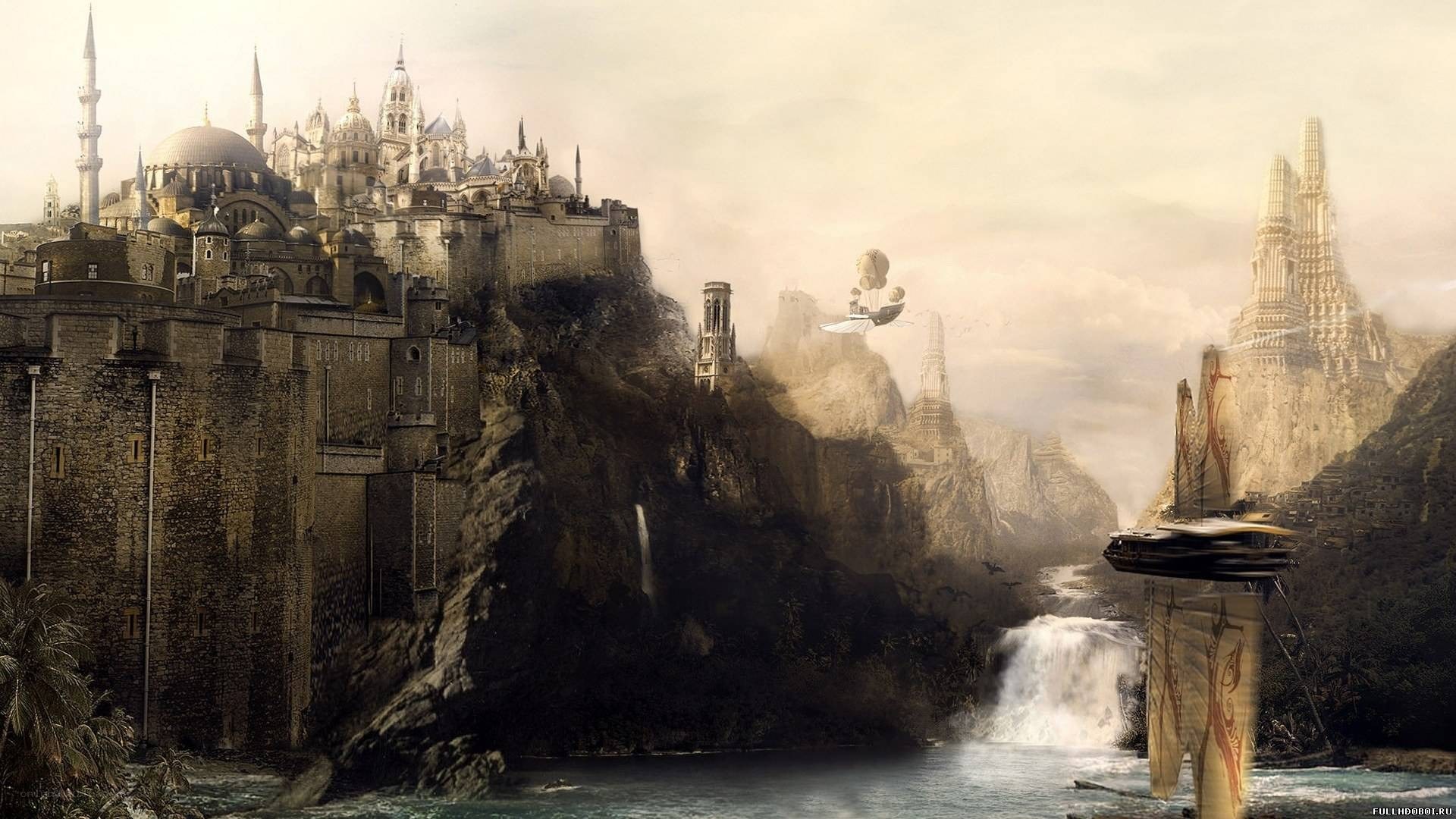 fantasy city on a cliff
