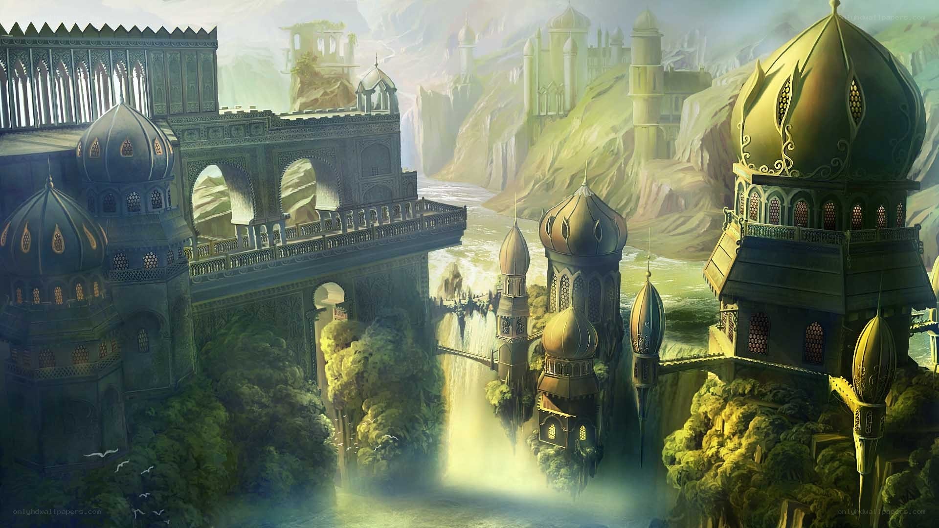 fantasy city on a cliff