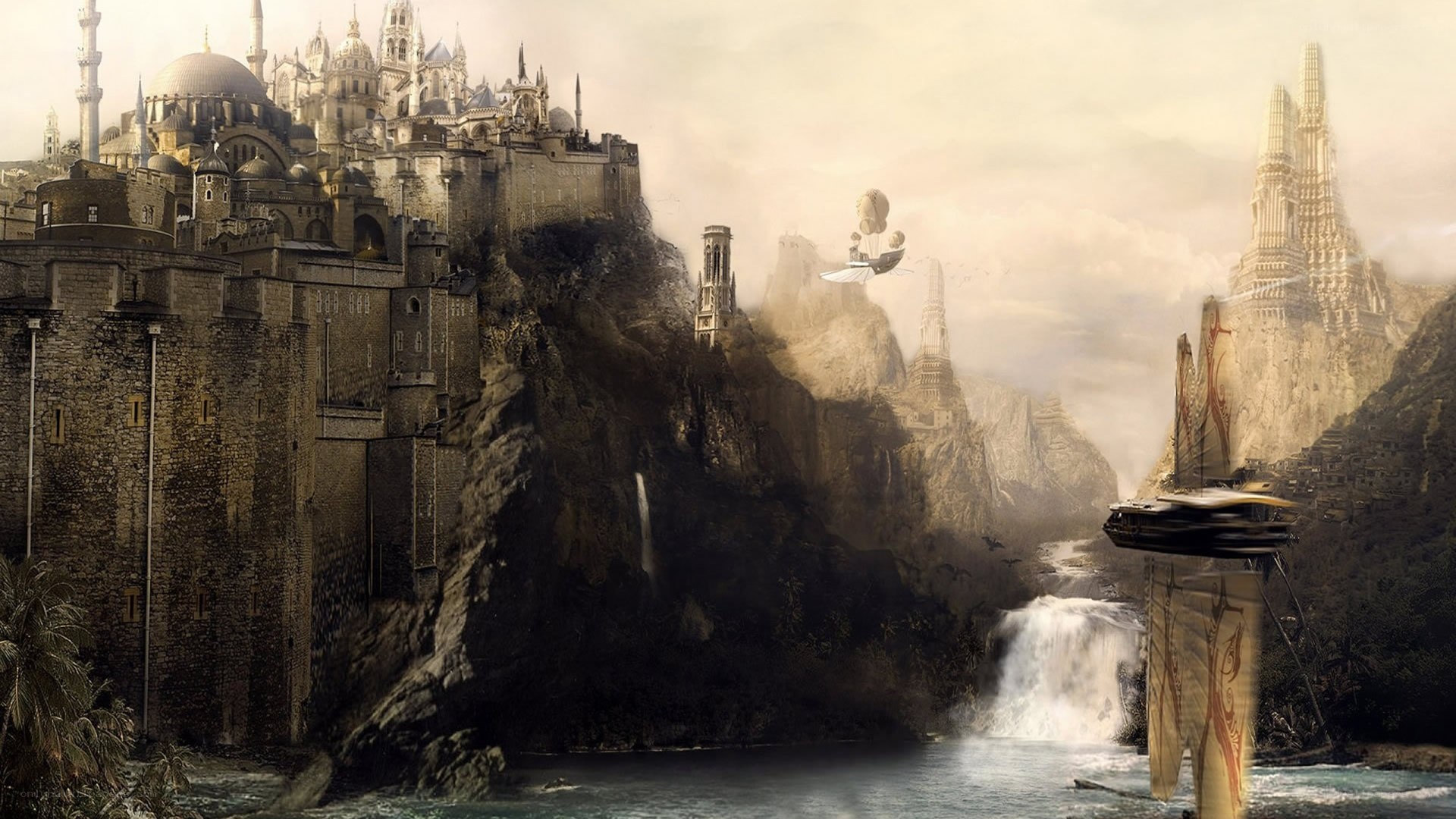 fantasy city on a cliff