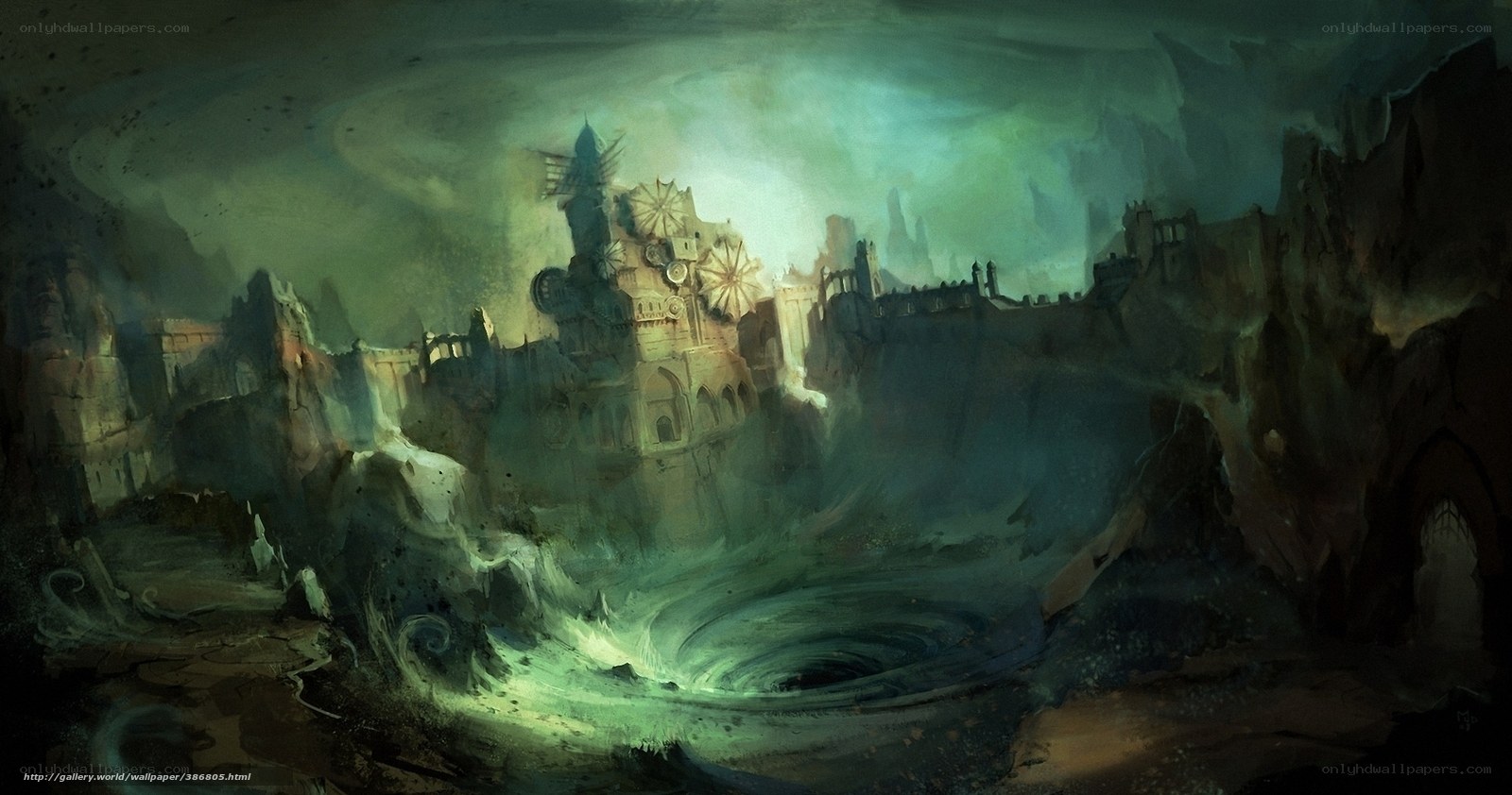 Fantasy city on a cliff