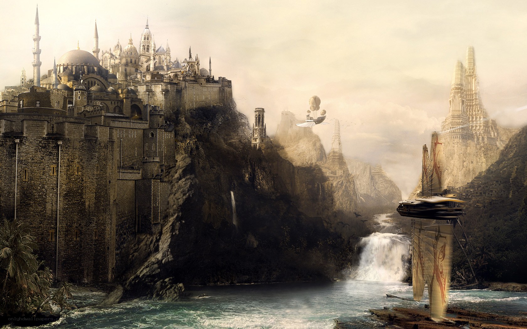 Fantasy city on a cliff