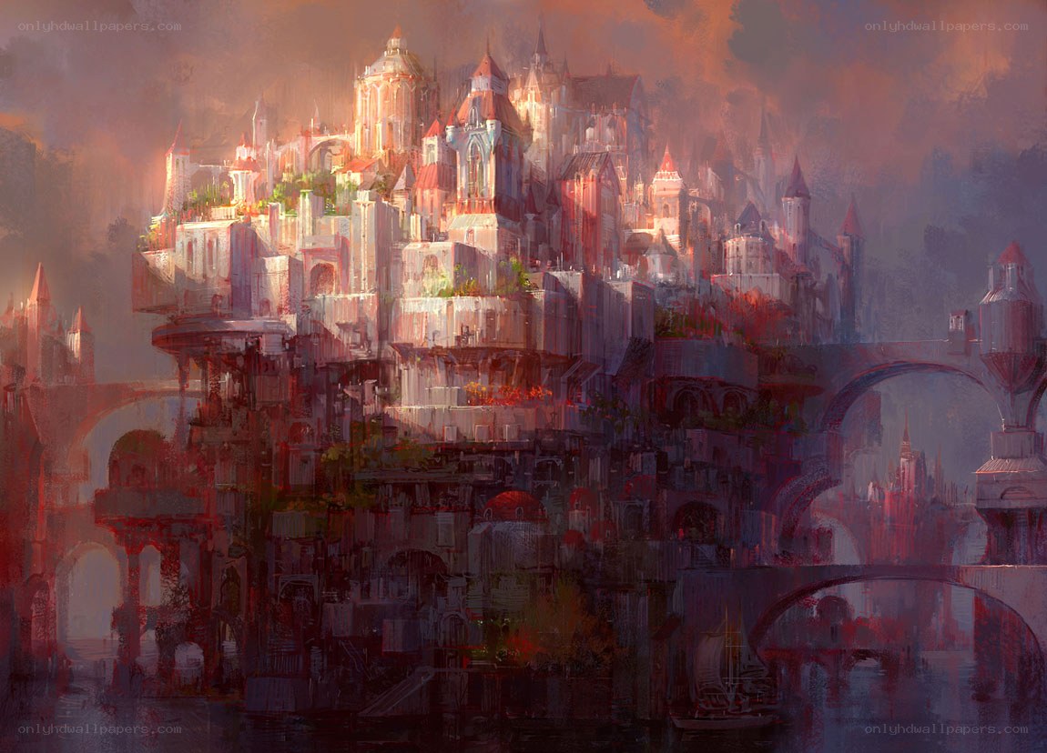 Fantasy city on a cliff