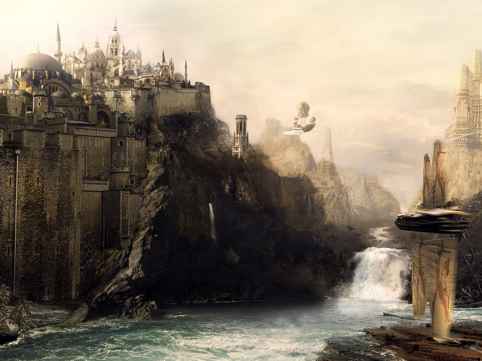 fantasy city on a cliff