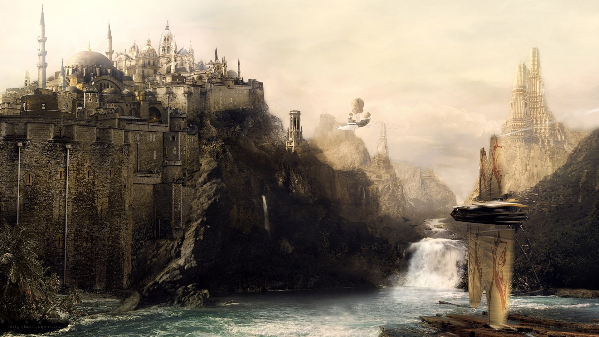 fantasy city on a cliff