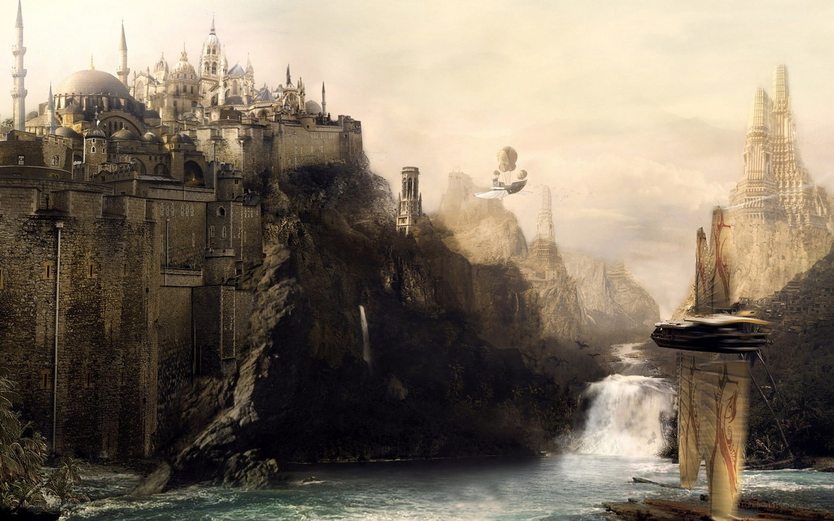 fantasy city on a cliff