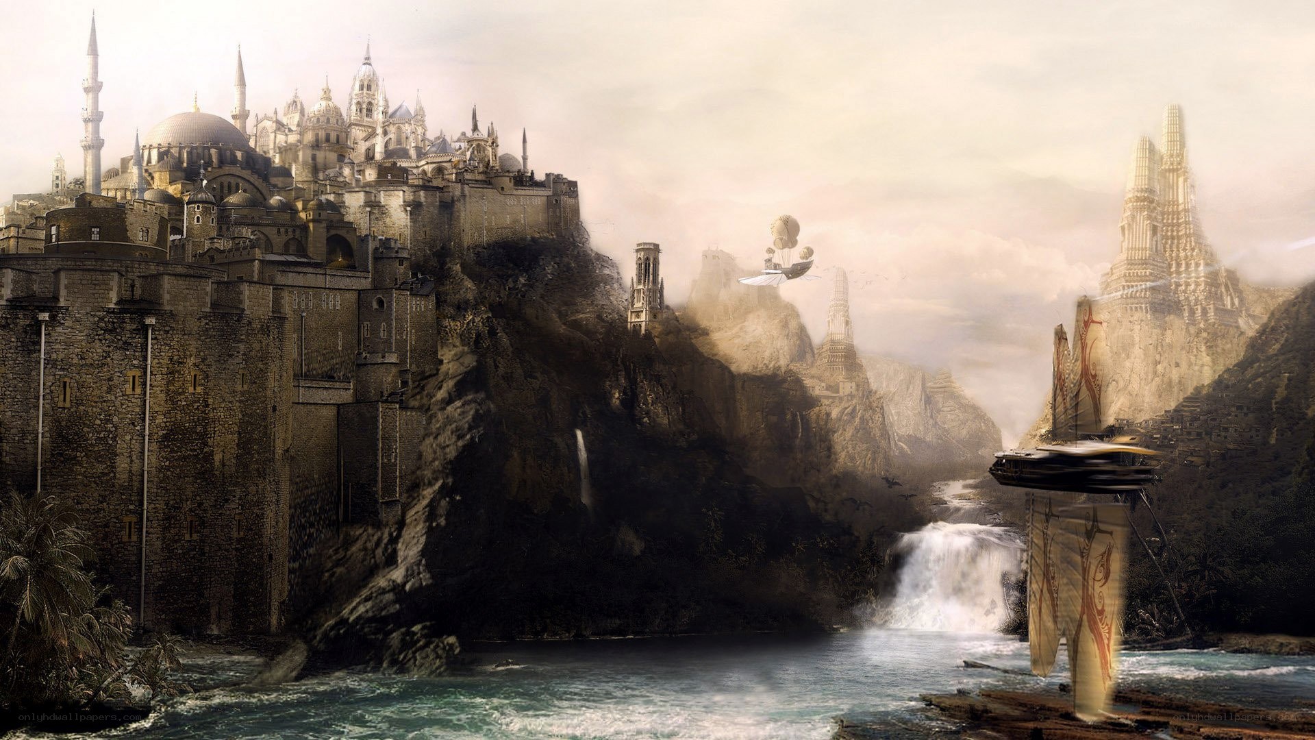 fantasy city on a cliff