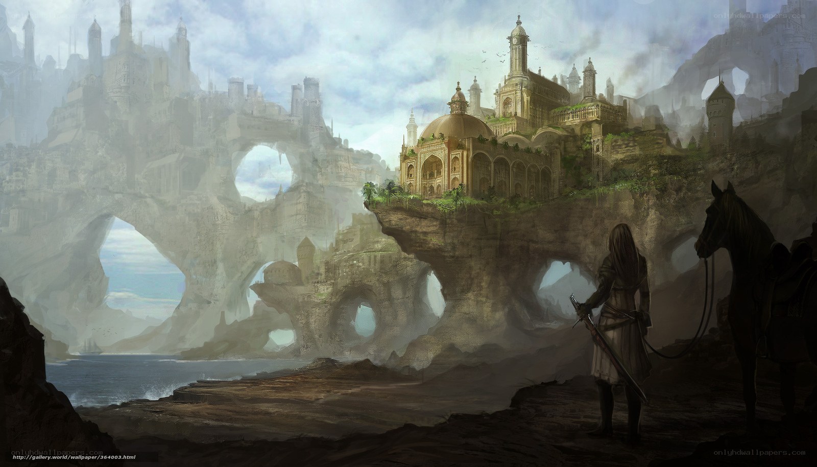 fantasy city on a cliff
