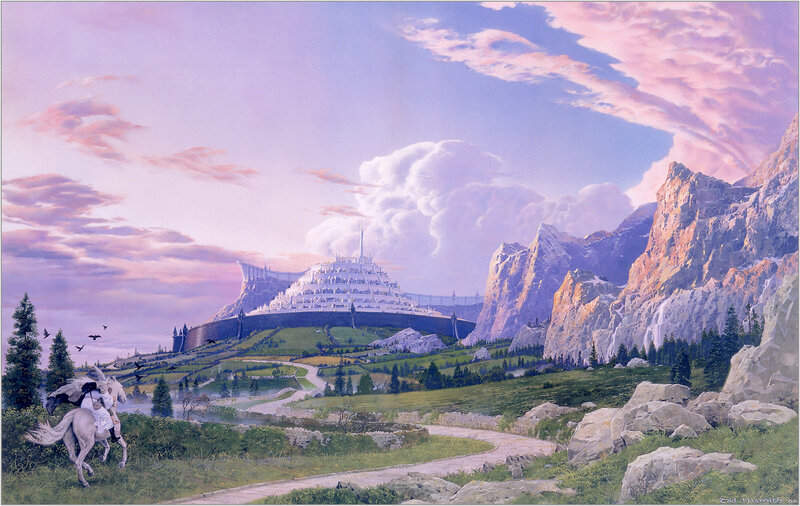 Fantasy city on a mountain