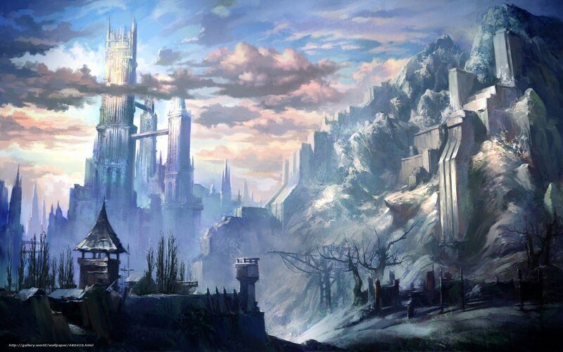 Fantasy city on a mountain