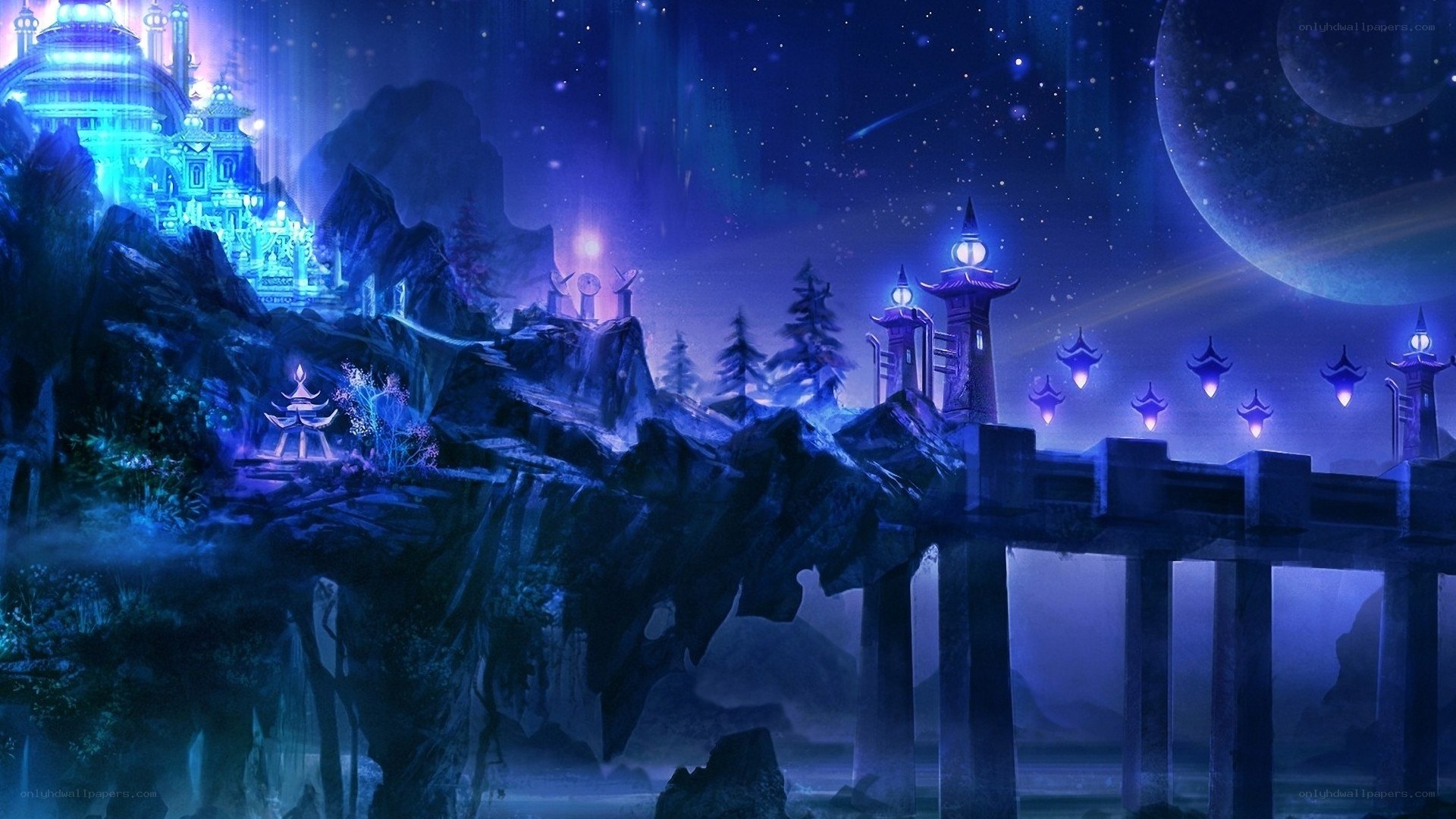 fantasy city on floating islands