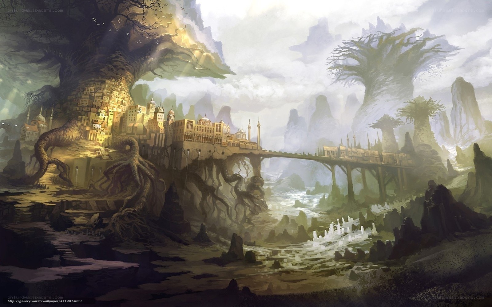 fantasy city on giant tree