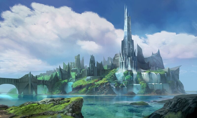 Fantasy City on Island — Blue