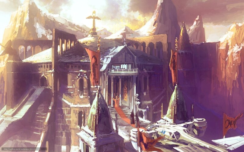 Fantasy City on Mountain — Purple