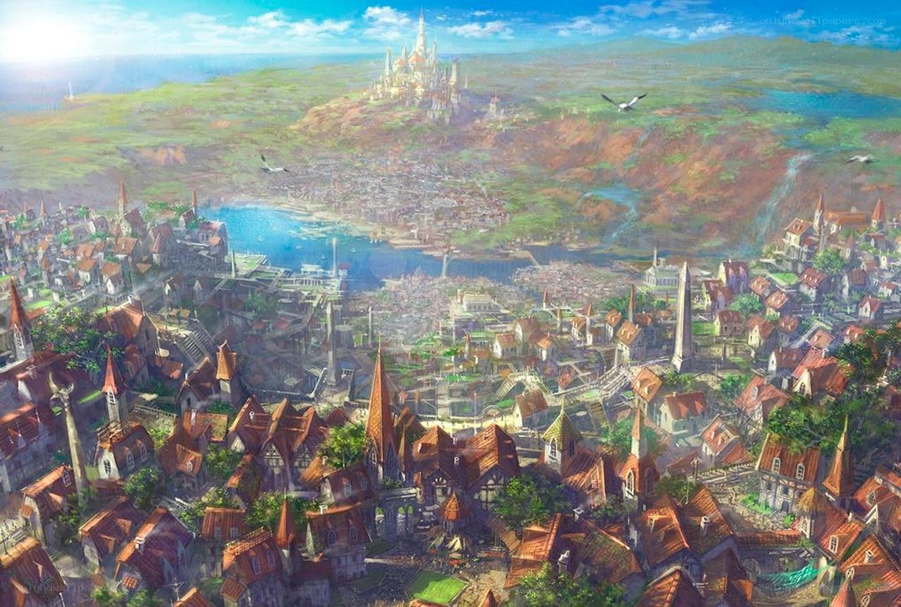 Fantasy city with castle