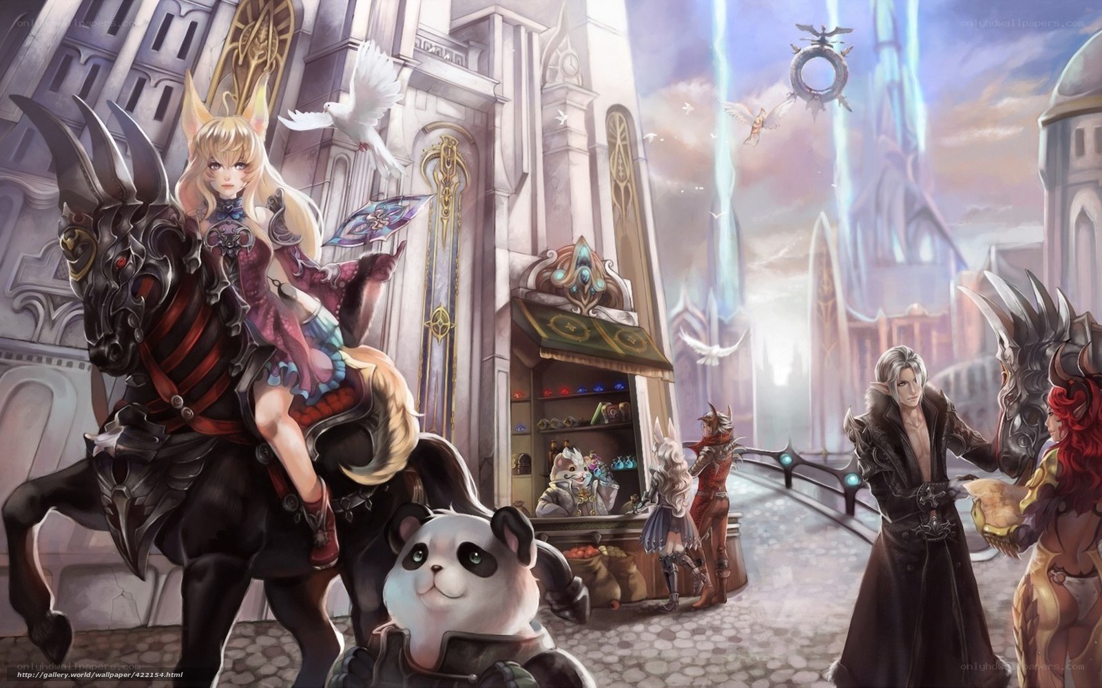 Fantasy city with characters