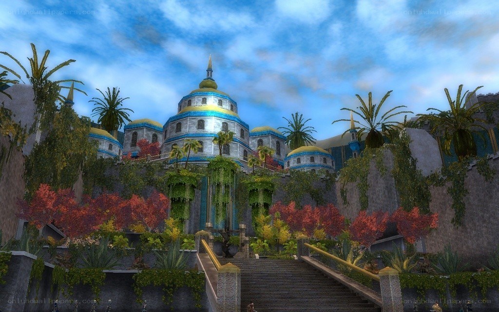 fantasy city with domed buildings