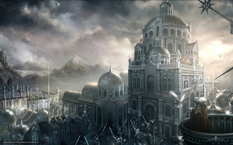 Fantasy City with Domes — Gray