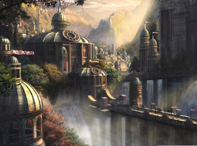 Fantasy City with Domes — Green