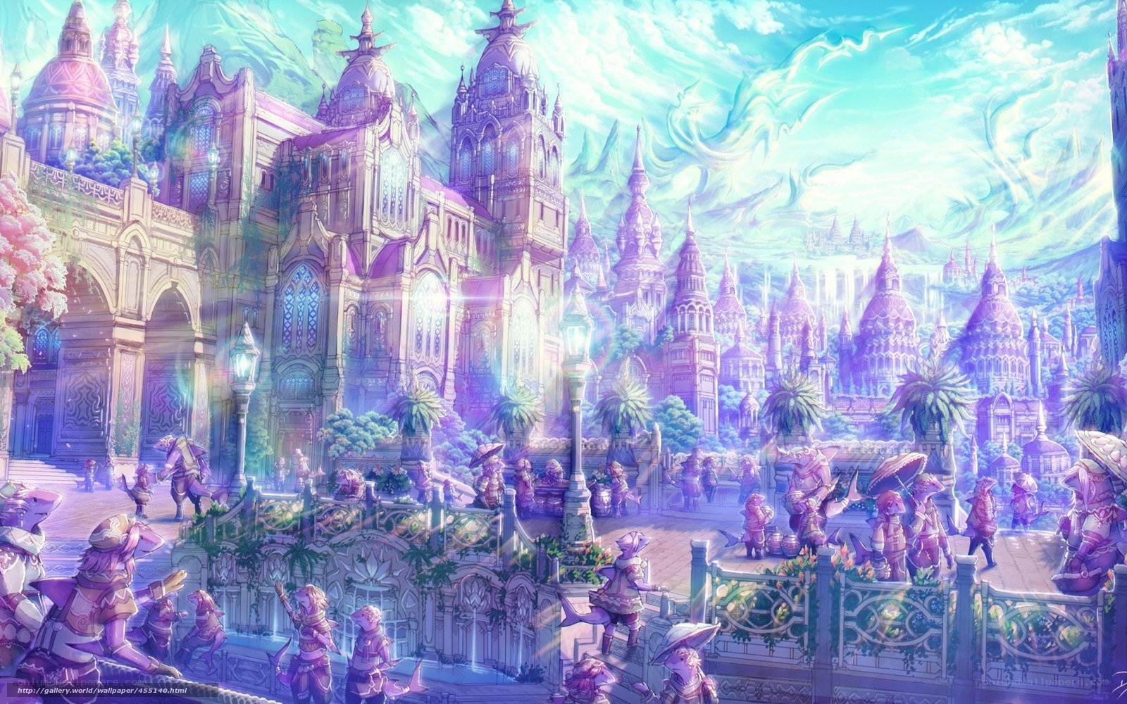 Fantasy city with purple architecture