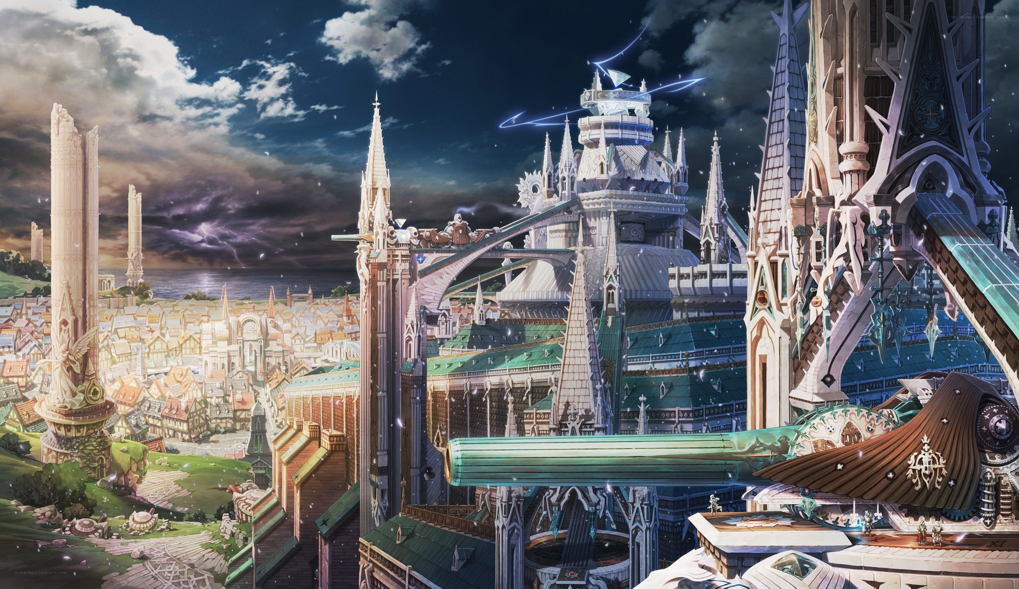 fantasy cityscape at dusk