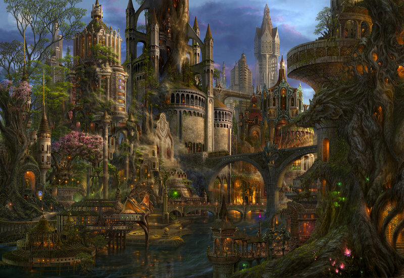 Fantasy Cityscape — Blue, Dramatic, Night