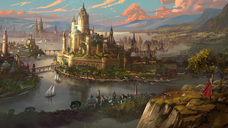 Fantasy Cityscape — Blue, Serene, Sunset